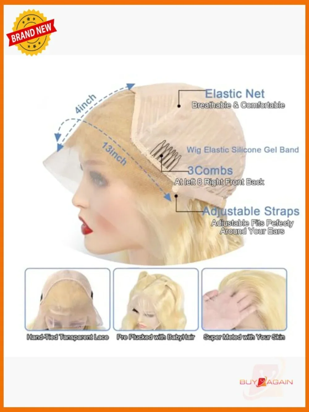 613 Blonde Lace Front Wig Human Hair 13x4 Body Wave Pre Plucked 150% Density 26